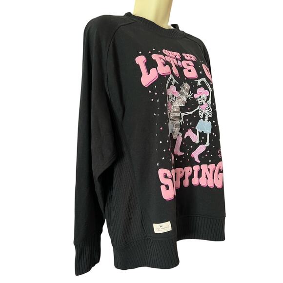 SIMPLY SOUTHERN Let’s Go Shopping Skeleton Graphic Long Sleeve Sweatshirt Size S - Picture 2 of 13